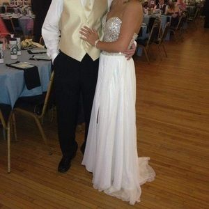 Terani Couture White and Cream Dress